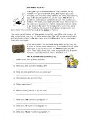 English Worksheet: Reading A Seaside Holiday