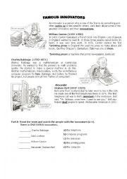 English Worksheet: Reading About Famous Innovators