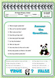 English Worksheet: giant pandas 2