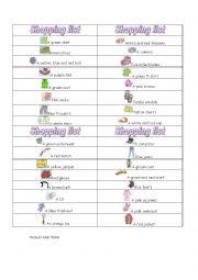 English Worksheet: GAME- CLOTHES SHOPPING LIST