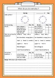 English Worksheet: PAIRWORK: Morning routine [EDITABLE]