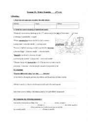 English Worksheet: water scarcity