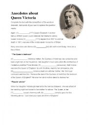 English Worksheet: Mixed Bag - Anecdotes about Queen Victoria