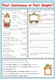 English Worksheet: PAST CONTINUOUS OR PAST SIMPLE