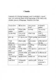 English Worksheet: Chunks