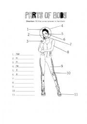 English Worksheet: Parts of Body