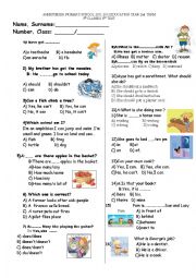 English Worksheet: TEST FOR 5 TH GRADES