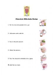 English Worksheet: Chocolate Milkshake Recipe