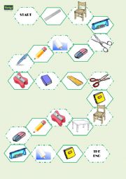 English Worksheet: CLASSROOM MATERIAL BOARD GAME