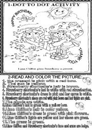 English Worksheet: DOT TO DOT ACTIVITY / READ AND COLOR THE PICTURE