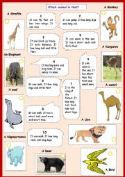 English Worksheet: animals adjectives