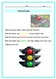 English Worksheet: Traffic light game