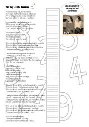 English Worksheet: Song Little Numbers from 