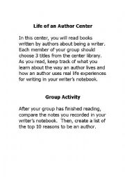 English Worksheet: Author Study Center