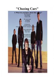 English Worksheet: CHASING CARS SONG 