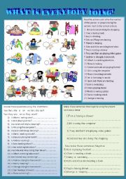 English Worksheet: what is everybody doing?