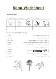 English Worksheet: Song - Home Among the Gumtrees