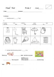 English Worksheet: Final test Happy Street 1