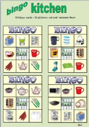 English Worksheet: BINGO GAME KITCHEN PART 1 of 2