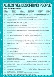 English Worksheet: Adjectives Describing People