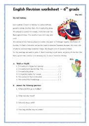 English Worksheet: Past simple worksheet 6th grade