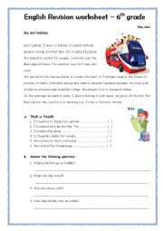 Past simple worksheet 6th grade