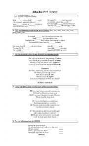 English Worksheet: S8er Boi- Avril Lavigne