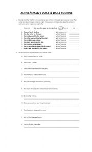 English Worksheet: Passive Voice and Daily Routine