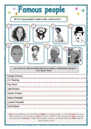 English Worksheet: Famous people (simple past )