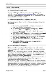 English Worksheet: Using dictionaries