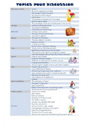 English Worksheet: TOPICS