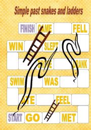 English Worksheet: Simple past snakes and ladders