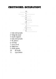 English Worksheet: Crossword occupations