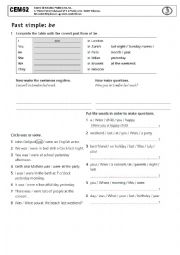 English Worksheet: Past simple To Be