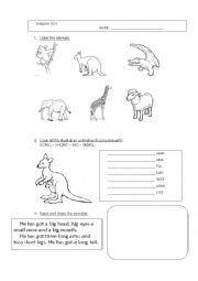 English worksheet: animals and body