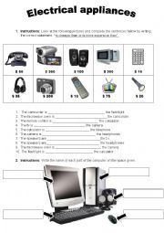 English Worksheet: Electrical appliances