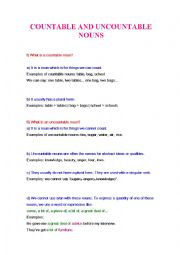 English Worksheet: Countable and uncountable