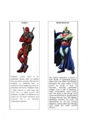 English Worksheet: Superheroes 10 ( Martian Manhunter and Deadpool)