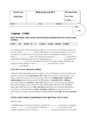 English Worksheet: Mid term test n 3 first year Tunisian pupils.