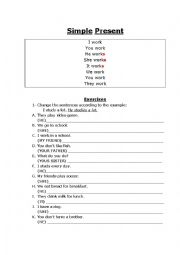 English worksheet: SIMPLE PRESENT