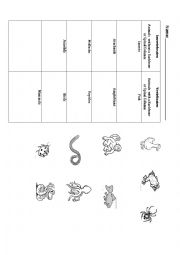 English worksheet: Vertebrates and Invertebrates