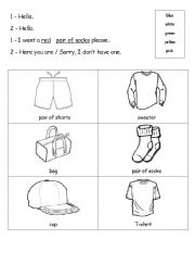 English Worksheet: Clothes set 1 B&W Shopping Activity