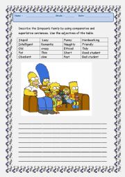 English Worksheet: comparing  the simpsons