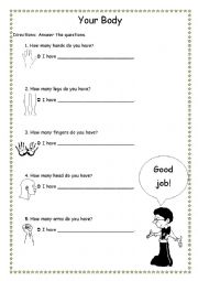 English worksheet: body