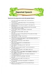 English Worksheet: REPORTED SPEECH