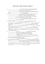English Worksheet: simple present present cont mixed