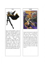 English Worksheet: Superheroes 15 ( Storm X-men and Hawkgirl)