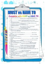 English Worksheet: must have to
