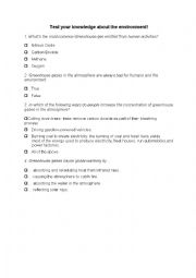 English Worksheet: Quiz: environment