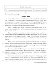 English Worksheet: Test - English Today